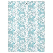 スウェーデンダラホースティール（緑がかった色）グリーンアンドホワイトフォークアート クリップボード (裏面)