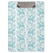 スウェーデンダラホースティール（緑がかった色）グリーンアンドホワイトフォークアート クリップボード (正面)