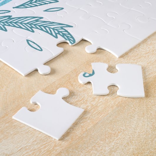 スウェーデンダラホースティール(緑がかった色)グリーンアンドホワイト ジグソーパズル (側面)