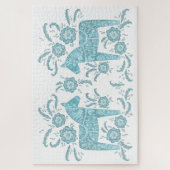 スウェーデンダラホースティール(緑がかった色)グリーンアンドホワイト ジグソーパズル (縦)