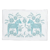 スウェーデンダラホースティール(緑がかった色)グリーンアンドホワイト 枕カバー (裏面-左)