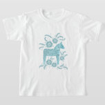 スウェーデンダラホースティール（緑がかった色）グリーンバイキング Tシャツ<br><div class="desc">スウェーデン伝統的のダラ馬のティール（緑がかった色）グリーンのイラストレーション。バイキングに最適</div>