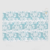 スウェーデンダラホースティール（緑がかった色）グリーンフォークアートゴルフタオル ゴルフタオル (横)