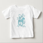 スウェーデンダラホースティール（緑がかった色）グリーン ベビーTシャツ<br><div class="desc">スウェーデン伝統的のダラ馬のティール（緑がかった色）グリーンのイラストレーション。小さなバイキングに最適。</div>