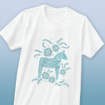 スウェーデンダラホースティール（緑がかった色）グリーン Tシャツ<br><div class="desc">スウェーデン伝統的のダラ馬のティール（緑がかった色）グリーンのイラストレーション。バイキングに最適</div>