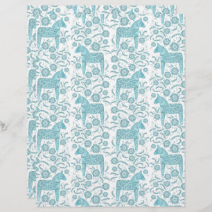 スウェーデンダラホースティール（緑がかった色）フォークアートスクラップブック紙