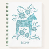 スウェーデンダラホースティール（緑がかった色）フォークアートレシピ ノートブック (正面)