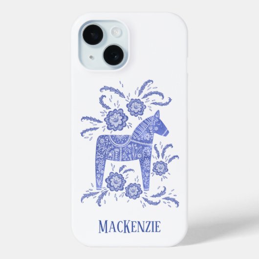 スウェーデンダラホースパーソナライズされたブルー Case-Mate iPhoneケース (裏面)