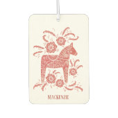 スウェーデンダラホースパーソナライズされたレッド カーエアーフレッシュナー (正面)