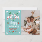 スウェーデンダラホースフォークアートハッピークリスマス シーズンカード (正面)