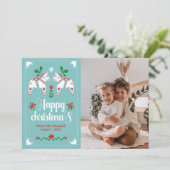 スウェーデンダラホースフォークアートハッピークリスマス シーズンカード (スタンド正面)