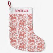 スウェーデンダラホースフォークアートパターン名前をカスタムする スモールクリスマスストッキング (正面)