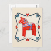 スウェーデンダラホースフォークアートフレーム ポストカード (正面/裏面)