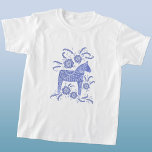 スウェーデンダラホースブルーバイキングTシャツ Tシャツ<br><div class="desc">スウェーデ伝統的ンダラの馬のイラストレーション、インディゴブルー。ミニバイキングに最適。</div>