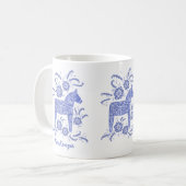スウェーデンダラホースブルーパーソナライズされた コーヒーマグカップ (正面左)