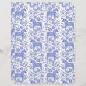 スウェーデンダラホースブルーフォークアートスクラップブック紙 (正面/裏面)