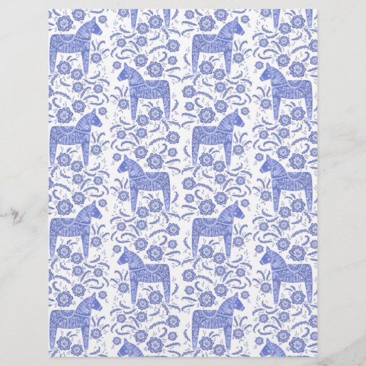 スウェーデンダラホースブルーフォークアートスクラップブック紙 (裏面)