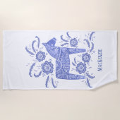 スウェーデンダラホースブルー名前をカスタムするビーチタオル ビーチタオル (正面)