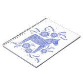 スウェーデンダラホースブルー&ホワイトフォークアートノート ノートブック (左側)