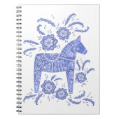 スウェーデンダラホースブルー&ホワイトフォークアートノート ノートブック (正面)
