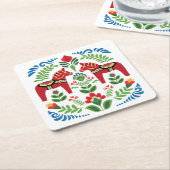 スウェーデンダラホースレッド スクエアペーパーコースター (アングル)