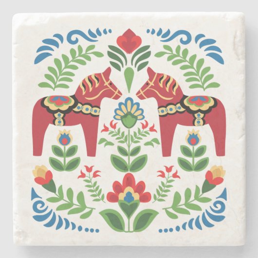 スウェーデンダラホースレッド ストーンコースター (正面)