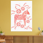 スウェーデンダラホース赤と白フォークアート キャンバスプリント (インサイチュ (リビング))