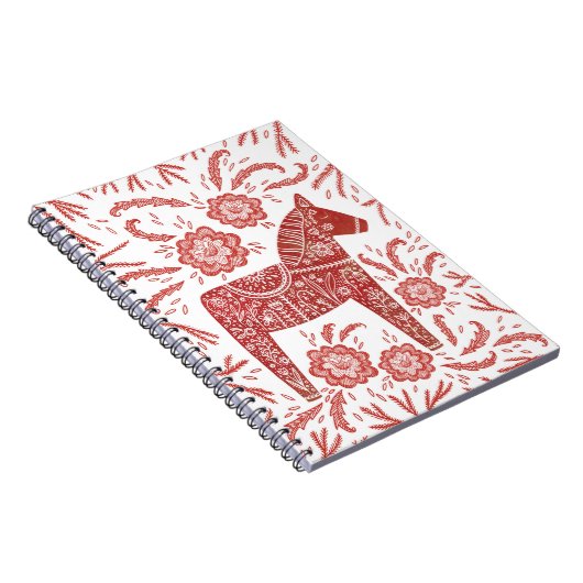 スウェーデンダラホース赤と白フォークアート ノートブック (右側)