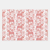 スウェーデンダラホース赤と白フォークアート ラッピングペーパーシート (正面2)