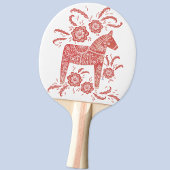 スウェーデンダラホース赤と白フォークアート 卓球ラケット
