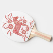 スウェーデンダラホース赤と白フォークアート 卓球ラケット (横)