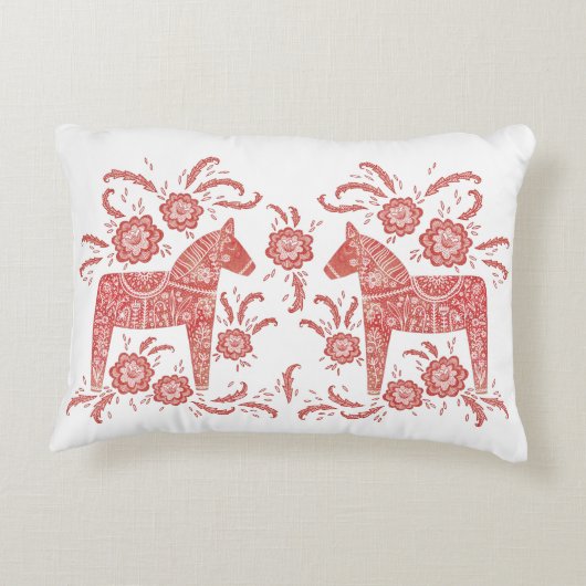 スウェーデンダラ赤と白ホース アクセントクッション (裏面)