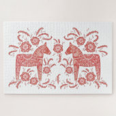 スウェーデンダラ赤と白ホース ジグソーパズル (横)