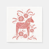 スウェーデンダラ赤と白ホース スタンダードカクテルナプキン (正面)