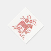 スウェーデンダラ赤と白ホース スタンダードカクテルナプキン (角)