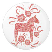 スウェーデンダラ赤と白ホース セラミックノブ (正面)