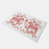 スウェーデンダラ赤と白ホース ドアマット (アングル)