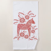 スウェーデンダラ赤と白ホース ビーチタオル (正面)