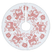 スウェーデンダラ赤と白ホース ブラッシュドポリエステルツリースカート (正面)