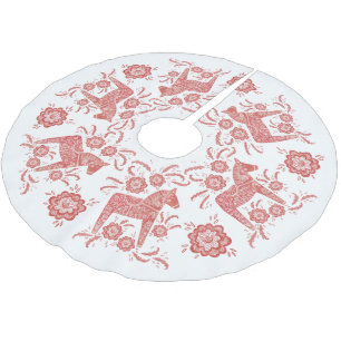 スウェーデンダラ赤と白ホース ブラッシュドポリエステルツリースカート