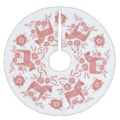 スウェーデンダラ赤と白ホース ブラッシュドポリエステルツリースカート (正面)