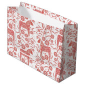 スウェーデンダラ赤と白ホース ラージペーパーバッグ (正面アングル)