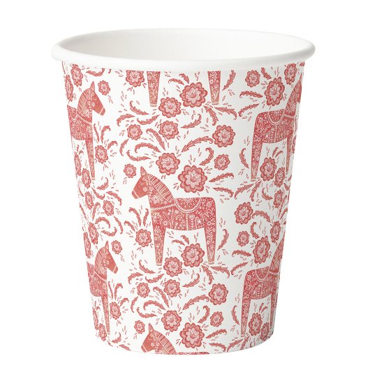 スウェーデンダラ赤と白ホース 紙コップ