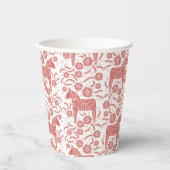 スウェーデンダラ赤と白ホース 紙コップ (正面)