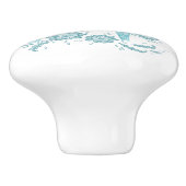 スウェーデンダラ馬ティール（緑がかった色）とホワイトセラミックノブ セラミックノブ (側面)