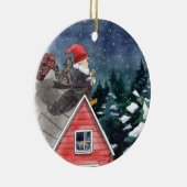 スウェーデントムテンクリスマス格言水彩 セラミックオーナメント (右)