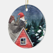 スウェーデントムテンクリスマス格言水彩 セラミックオーナメント (左)