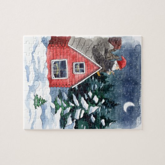 スウェーデントムテンクリスマス粥の水色 ジグソーパズル (横)