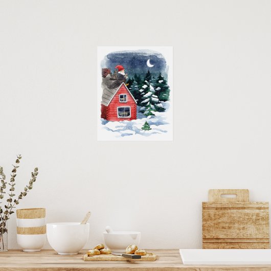 スウェーデントムテンクリスマス粥の水色 ポスター (キッチン)