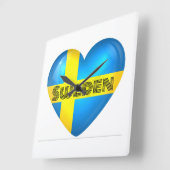 スウェーデンハート国旗 スクエア壁時計 (傾斜)